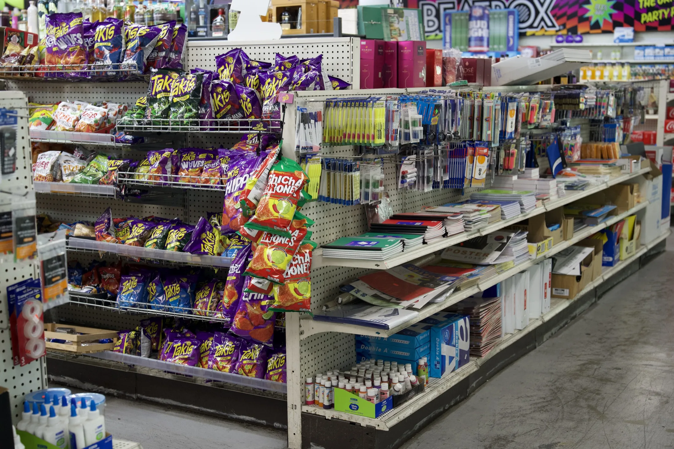 Snacks, candy, soft drinks, groceries, and convenience essentials inside Serv-Rite